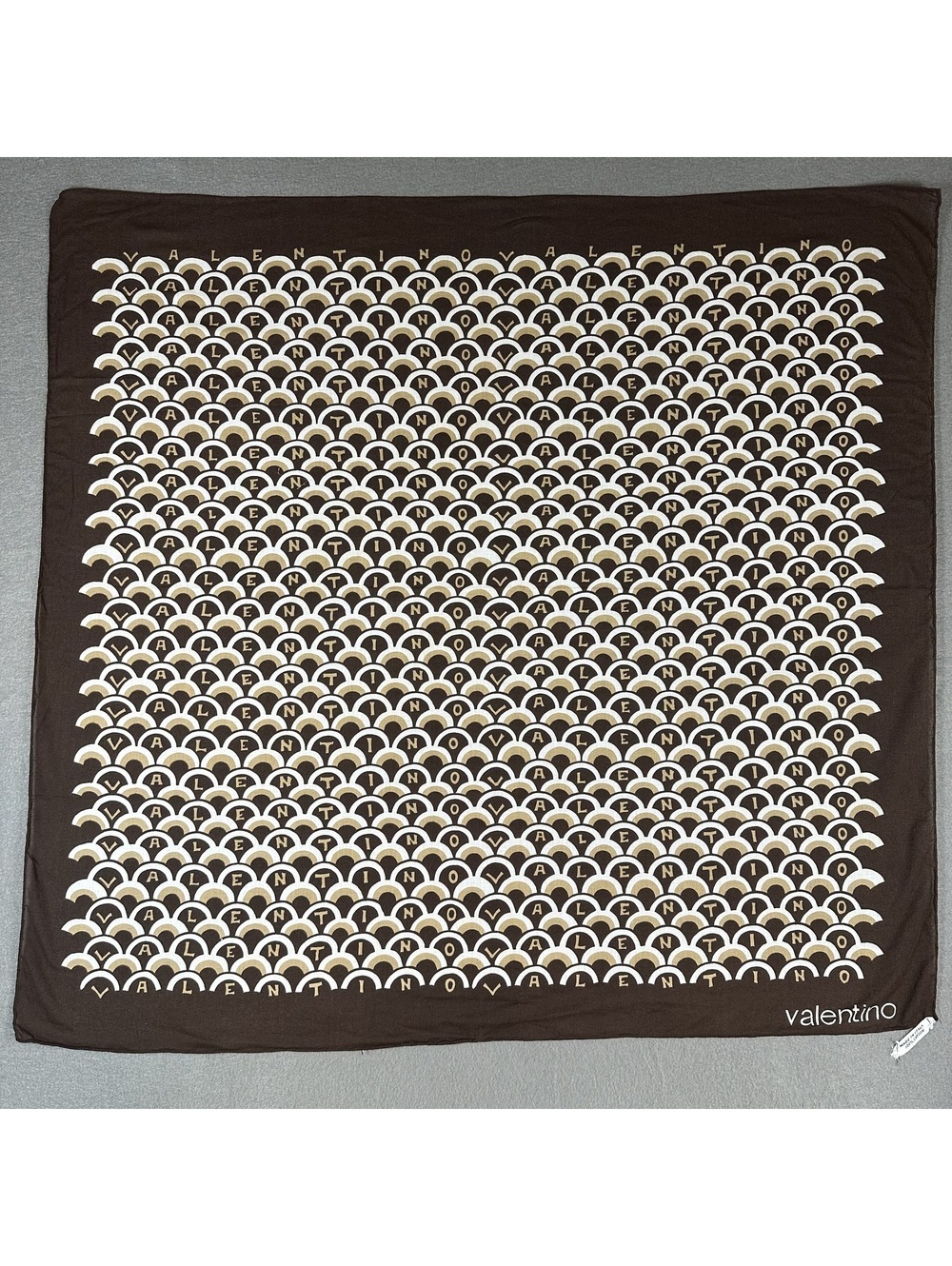 Valentino Brown Patterned Cotton Scarf